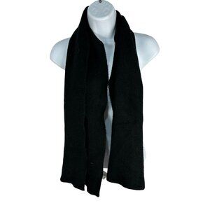 West Loop Black Knit Scarf Unisex Winter Accessory Soft Rayon Blend Lightweight